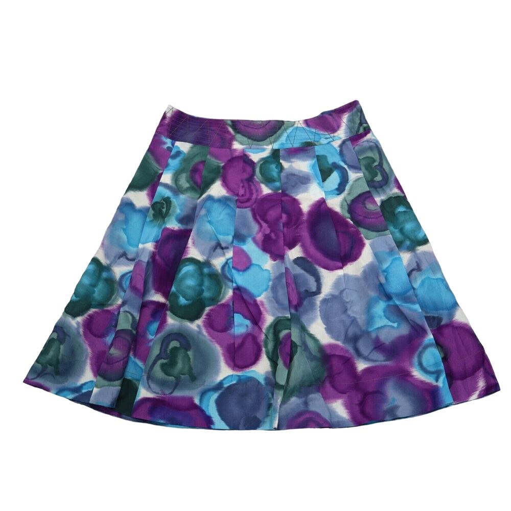 CCDK Skirt Womens 8 Multicolor A Line Pleated Knee Length Hook Eye Zip